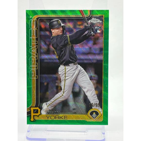 2025 Topps Chrome Nick Yorke Rookie Green Wave Refractor 70/99 SP Pirates RC - Picture 1 of 2